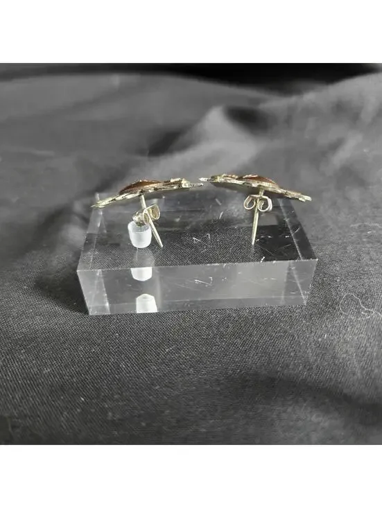 Vintage Taxco Sterling Silver Sun Moon Face Earrings Mixed Metal 925 Copper - Picture 4 of 8